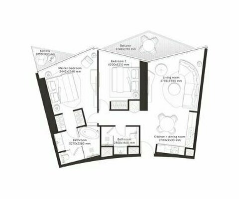 Квартира 2 спальни в W RESIDENCES DUBAI – DOWNTOWN, Downtown Dubai (Downtown Burj Dubai) - 2