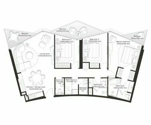 Квартира 3 спальни в W RESIDENCES DUBAI – DOWNTOWN, Downtown Dubai (Downtown Burj Dubai) - 4