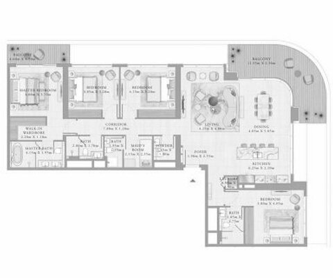 Квартира 4 комнаты в BAYVIEW BY ADDRESS RESORTS, Emaar beachfront 